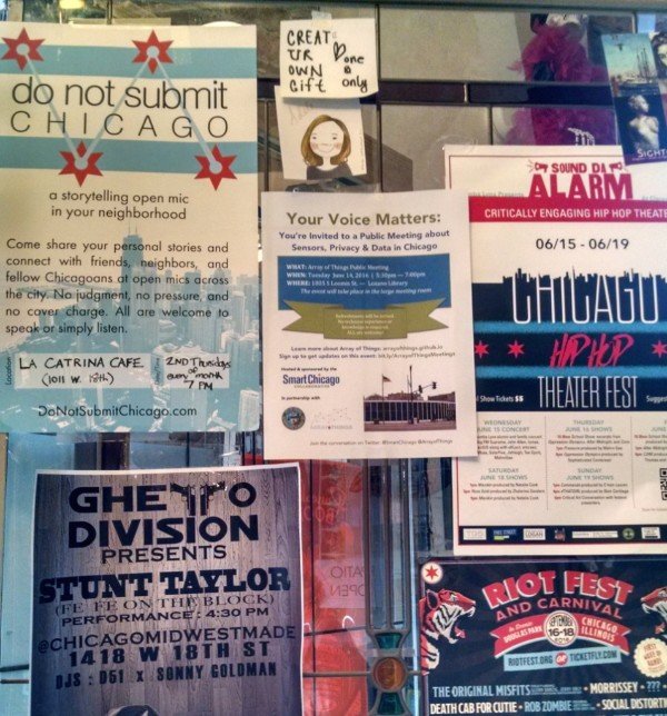 Image: Urban bulletin board with postings for civic and cultural events